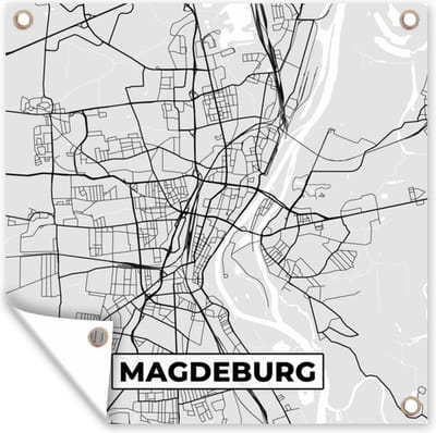Tuin poster Duitsland - Stadskaart - Plattegrond - Magdeburg - Kaart - 200x200 cm - Tuindoek