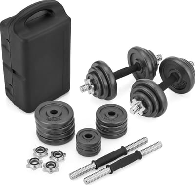 Gymtek® Halterset 20kg met Koffer - 2x Haltergrepen - 4x 2,5kg, 4x 1,25kg, 4x 0,5kg - Halter set voor Krachttraining, Workout, Gym