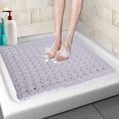 Shower Mat - Non-Slip - 53 x 53 cm - Anti-Mould - Badmat met Zuignap - Machinewasbaar - Transparant