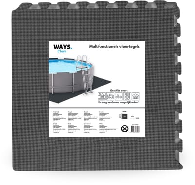 WAYS D'luxe - Multifunctionele Vloertegels - Set van 8 tegels - 50 x 50 cm - Antraciet - Voor bescherming van zwembadbodem
