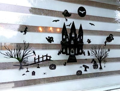 CustomCrafts by Tasj - Herbruikbare Statische Raamstickers - Halloween Spookhuis - Zwart