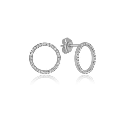 Elegante Cirkel Rondje Oorknop Zirkonia Zilveren (925 sterling zilvergehalte) Oorbel Trendy Minimalistisch Oorknop Combi Bedel Zilverkleurig Dames Meisje | Cadeau Voor Vrouw