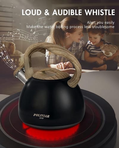 Waterkoker Ketel - Theepot Rvs - Koffie Thee Zetten - Luid Fluit Signaal - 2.7 Liter - Zwart