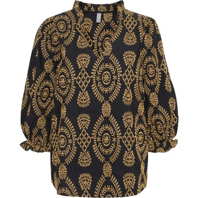 Blouse met korte mouwen Casual fit Blac
