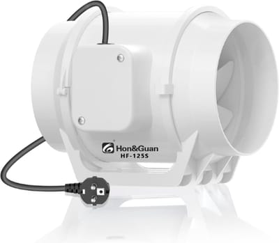 Hon&Guan Buisventilator - 125mm - Pijp Ventilator - Badkamer Ventilator 125 MM - Badkamer Ventilator - Buisventilator ø 125 MM - Badkamerventilatoren - Buisventilator Geruisloos