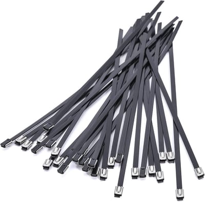 SnelShoppen - Heavy Duty Zwart Metalen Kabelbinders, Roestvrijstalen Zelfvergrendelende Zipper Ties voor Uitlaat, Hekwerk en Reparaties | 30 Stuks 0.2