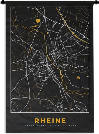 Wandkleed - Wanddoek - Stadskaart – Kaart – Rheine – Gold – Duitsland – Plattegrond - 120x180 cm - Wandtapijt