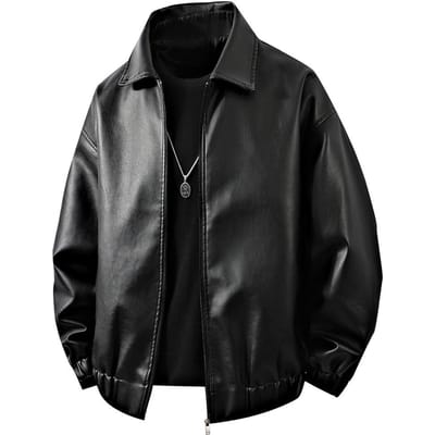 Heren Revers Leren Jas Heren Lente en Herfst Veelzijdige Rits Bedrukte PU Leren Jas Jas 3XL gray