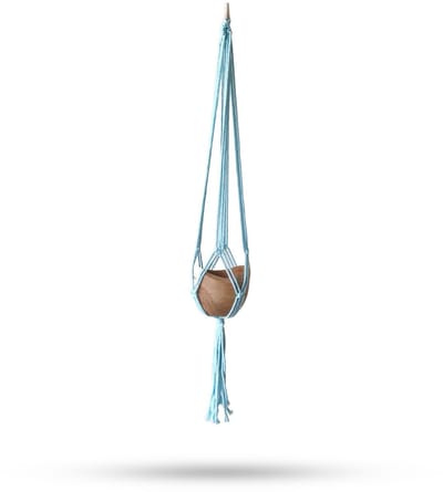 Macramé pannenlap klassiek - poederblauwe middelgrote pot