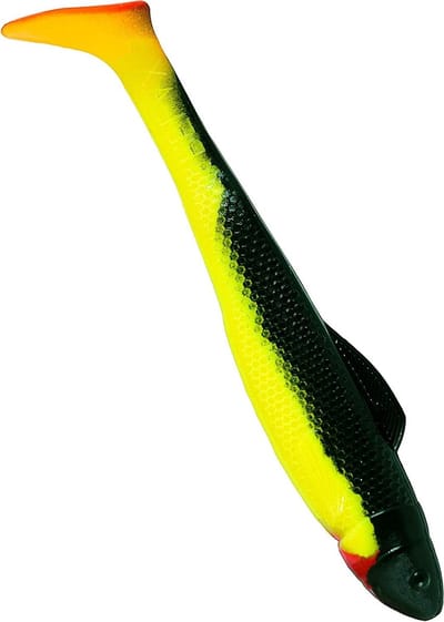 Rubber Vis Ohio Shad - Zacht Kunstaas - Roofvis Vissen - Realistische Afwerking - 12.5 cm - Fluo Geel Zwart