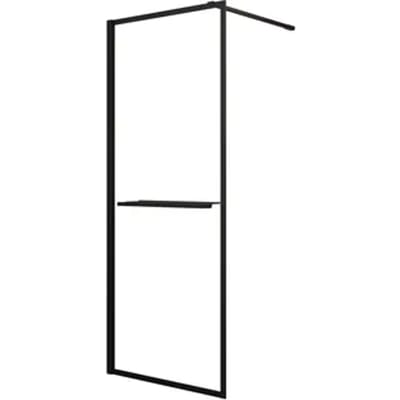 Aurlane Inloopdouchewand Dark Edge Shelf - Mat Zwart Aluminium - Gehard Glas 6mm - 80x200cm