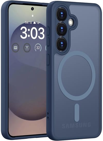 CaseMania TPU Case hoesje geschikt voor Samsung Galaxy S26 - Effen Blauw - TPU (Zacht) - Camera Lens Protector Bescherming - Frosted look - Compatible met Qi2 & MagSafe - Valbestendig