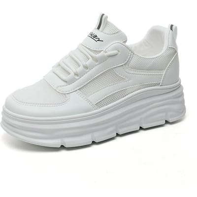 Nieuwe Hoogteverhogende Binnenzool Opgelost Witte Schoenen Dames Mesh 7cm Zomer Ademend Mesh Platform Vrije Tijd Sport 40 white
