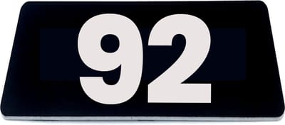 Nummerplaatje 92 - 80 x 50 x 1,6 mm - Zwart/wit - incl. 3M-tape | Nummerbordje - Deur en kamernummer - brievenbusnummers - Gratis verzending - 5 jaar garantie