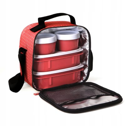 TATAY Casual Lunch Box met 4 BPA-vrije voedselcontainers, rood