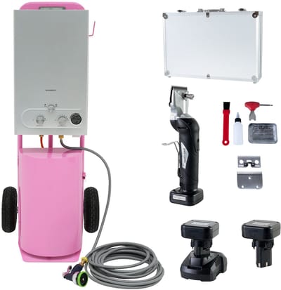 Paardenverzorgingsset - roze douche + tondeuse - 18 l warmwater