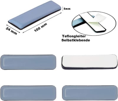 Zelfklevende Meubelglijders Rechthoekig 24x100mm - PTFE Vloerbeschermers voor Eenvoudig Verschuiven