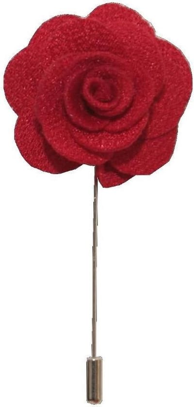 Handgemaakte Bloem - K Dijkstraan Speld - Outfit Verfraaien - Zilverkleurige Pin - 4cm Diameter - Rood