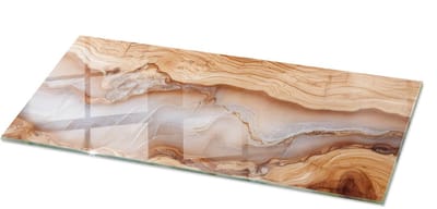 Tulup Tafelblad Glas - Natuurlijk Hout Met Hars Veiligheidsglas - 125 cm x 50 cm - Beige Gehard Glas - Rechthoekig Tafelblad Glas - Gehard Glazen Tafelblad Voor de Eettafel in de Eetkamer - Glazen Plaat