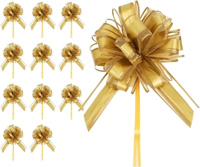 SnelShoppen - 12 Stuks 7 Inch Grote Trek Bogen voor Cadeauverpakking, Gouden Ribbons voor Verpakking, Bruiloft, Kerst, Verjaardag, Valentijnsdag