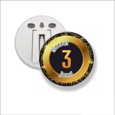 Button Met Clip 58 MM - Hoera 3 Jaar
