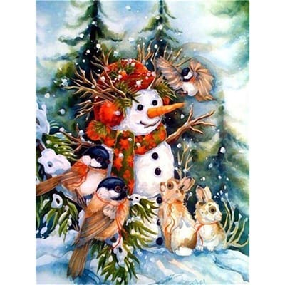 Peinture Diamant 5D DIY Bonhomme de Neige Noël Broderie Diamant Point de Croix 20X30CM black