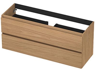 INK - Onderkast 2 Laden Greeploos met Houten Keerlijst - 1200x400x520 Mm - Blank Eiken