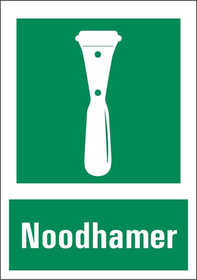 Noodhamer sticker met tekst 210 x 297 mm