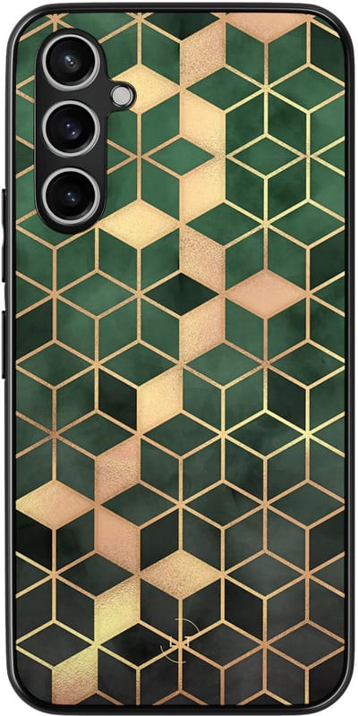 Leuke Telefoonhoesjes - Hoesje geschikt voor Samsung Galaxy A54 - Kubus groen - Backcover zwart - Print / Illustratie - Groen