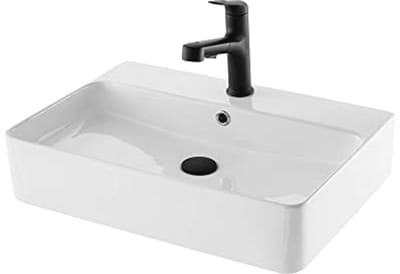 Wastafel Gasten WC Keramiek Wit - Opzetwastafel 60x42cm Vierkant Design