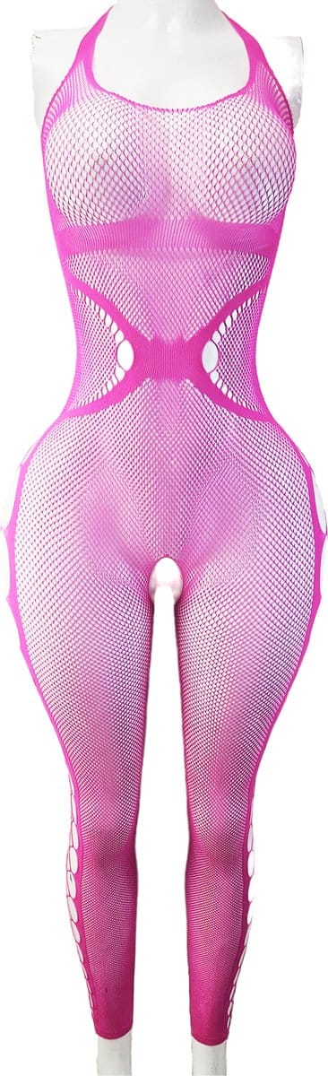 BamBella ® - Panty pak -Onesize - body suit - Dames - Onesize - Erotische jumpsuit van kant lingerie Roze