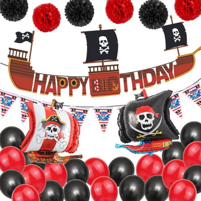Piraten Ballonnen - Piraat ballonnen set 32 items- Happy Birthday Slinger - Piraten Versiering - XXL Piraten Ballon Set Groot- Piraten Decoratie - Verjaardag Versiering - Ballonnen - Fienosa- jongens verjaardag - themafeest