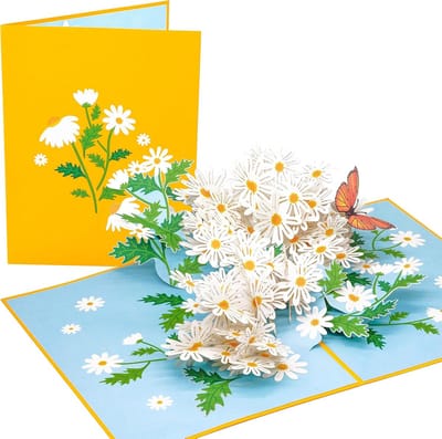 3D Pop-up Wenskaart met Margrieten - Voor Moederdag, Verjaardag en Jubileum