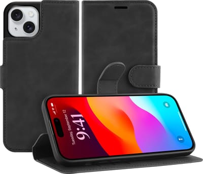 Cazy hoesje geschikt voor iPhone 15 Plus Hoesje met Pasjeshouder - Premium Bookcase - Zwart