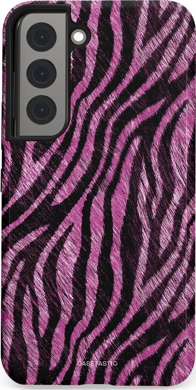 Casetastic hoesje geschikt voor Samsung Galaxy S22 - Dubbellaagse bescherming - Roze Paarse Zebraprint - Fashion Case - Zwart Lila