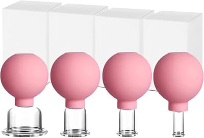 EXCITAT Cupping Cups - Cupping Cup Set - Gezichtscupping Set - Gezichtscupping - met siliconen zuigballen - 4 stuks - roze