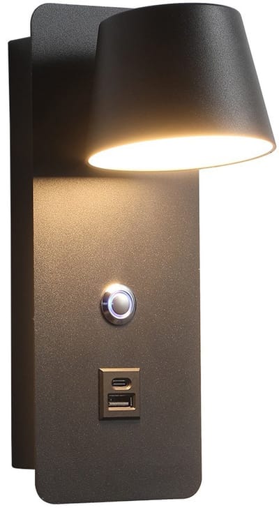 LED Wandlamp Met Dimmer Schakelaar - Ingebouwde USB-C Poort - 3000K/4000K/6000K Warm Licht - Geschikt voor Slaapkamer Gang Kelder En Interieurdecoratie