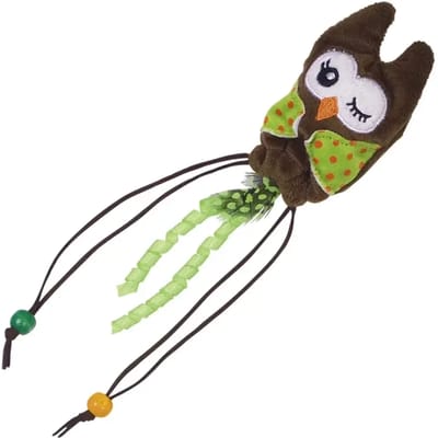Zacht speeltje voor uil kat met houten bal Nobby Pet