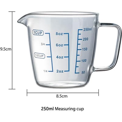 Tasse à mesurer en verre Becs Tasse à espresso Verre Poignée résistante à la chaleur Échelle transparente Jattes de mesure en onces Mug à mélanger pour bar gray