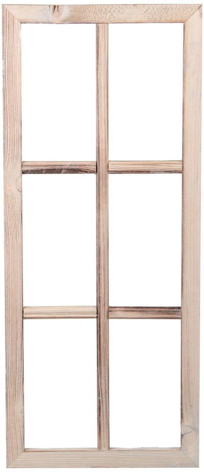 UNUS® Houten raam decoratief venster grijs 76x32x2 cm rustieke wanddecoratie