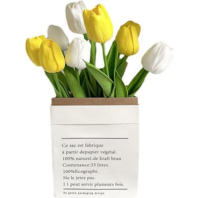 Kunstbloemen Tulipa Stijl Fijne Details Kleurecht Levendige Kleuren Plastic Bloemen voor Kantoor geel