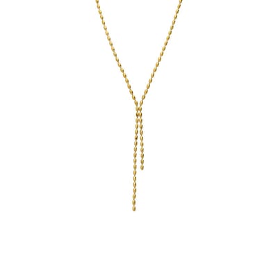 Lucardi Dames Stainless steel goldplated y-ketting - Ketting - Staal - Goudkleurig - 47 cm
