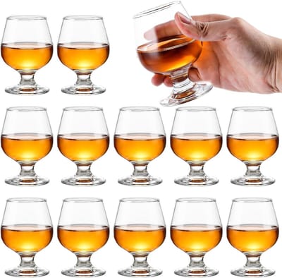 Set van 12 Cognac Glazen 150 ml, Rotating Shot Glazen voor Thuis, Restaurants en Feesten, Vaatwasserbestendig en Elegant Design