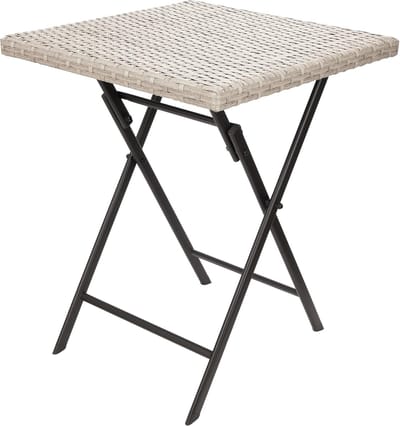 BRUBAKER Lugano Balkonset met tafel en 2 stoelen, weerbestendig, inklapbaar en ruimtebesparend, polyrotan balkonmeubelset, zitgroep voor balkon, terras, bistroset met klapstoelen, grijs/beige