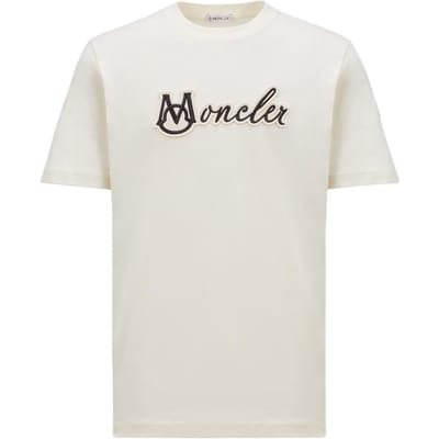 Moncler Letter Jacquard Ronde Hals Los Ademend Korte Mouw T-shirt Heren T-shirts Wit K1-091-8C00011-89AJS-034 XL white