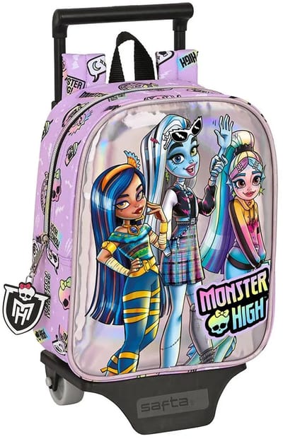 Schoolrugzak met Wielen Monster High Best boos Lila 22 x 27 x 10 cm