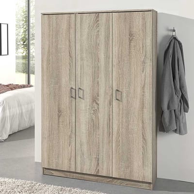 Opbergkast Ray 120cm Met 3 Deuren En 4 Legplanken - Sonoma Eik - Rousseau - Opbergkast - Bruin - Spaanplaat