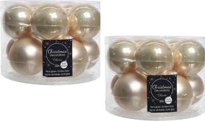 Decoris Kerstballen set - 20x - parel/champagne kleur - glas - 6 cm - glans en mat- kerstversiering