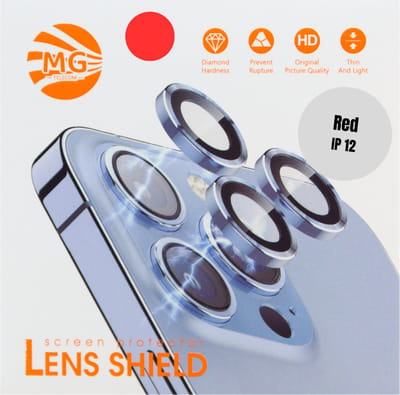 Geschikt Voor iPhone 12 Camera Lens Protector - Rood - Eenvoudige Installatie - Camera Protector iPhone 12 - Roestvrij Staal - Gehard Glas - Screenprotector