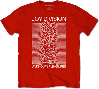 Joy Division - Unknown Pleasures White On Red Heren T-shirt - XS - Rood